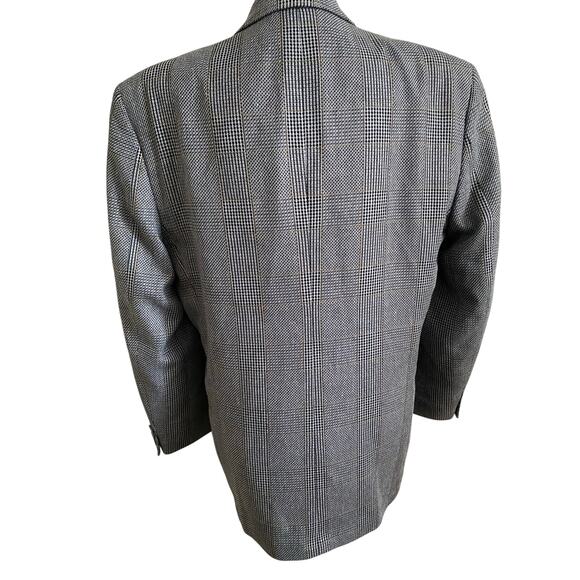 Vintage Lino silk and Wool Blend Mens Blazer‎ Korea Houndstooth Plaid 40R - Picture 2 of 10